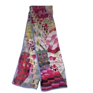 Fox & Chave handmade silk scarf 20 in. X 70 in. modern colorful NWOT